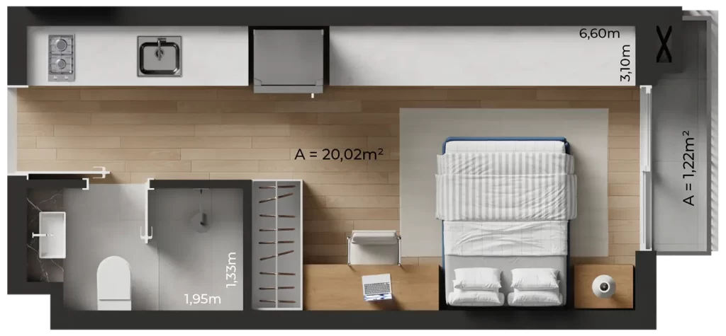 Ybá Orla Residences - Planta Studios