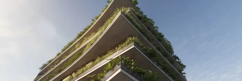 Fachada elegante do Quaddra Lorena, novo empreendimento de alto padrão nos Jardins, fruto da parceria Melnick Yuny em São Paulo.